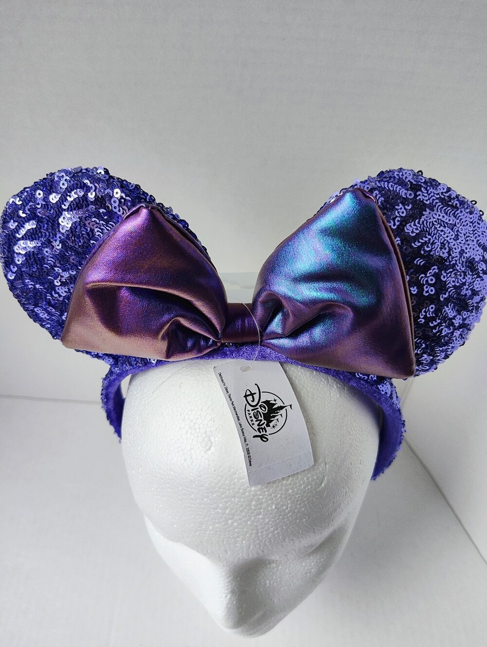 NWT Disney Parks Purple Potion Sequin Minnie Ears Iridescent Bow Adult Headband